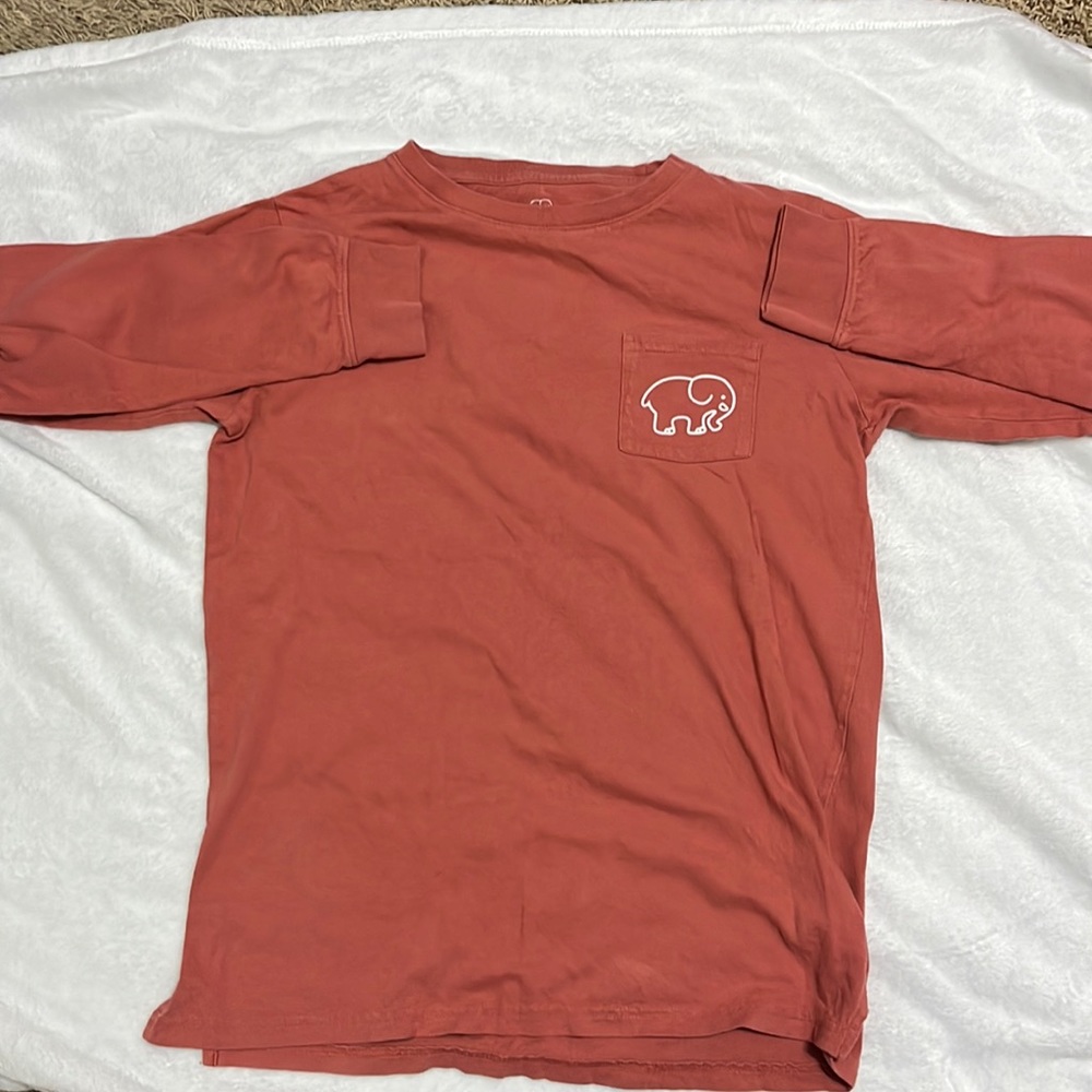 Long Sleeve Ivory Ella Peach (orange/pink) Shirt : Size Small
